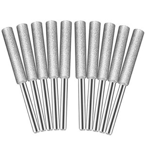 precihw 10 pack chainsaw sharpener stone, burr grinding stone file, polishing grinding tool grinding bits for chainsaw sharpener, grey, 3/16 inch/ 4.8 mm