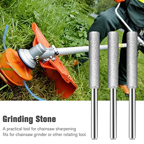 PRECIHW 10 Pack Chainsaw Sharpener Stone, Burr Grinding Stone File, Polishing Grinding Tool Grinding Bits for Chainsaw Sharpener, Grey, 3/16 Inch/ 4.8 mm