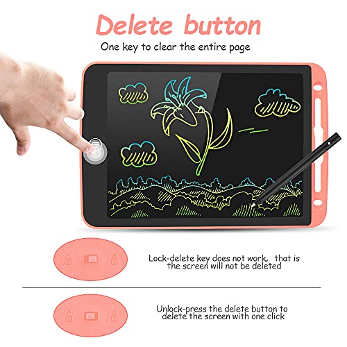 LCD Writing Tablet 10 Inch Toddler Doodle Board, Colorful Drawing Tablet, Erasable Electronic Painting Pads, Educational and Learning Kids Toy for 2 3 4 5 6 Year Old Boys and Girls Gifts(Pink)