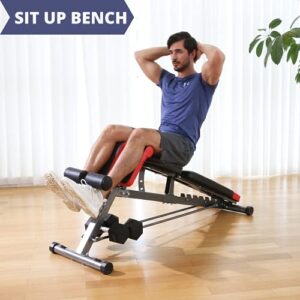 Finer Form Multi-Functional FID Weight Bench for Full All-in-One Body Workout – Hyper Back Extension, Roman Chair, Adjustable Sit up Bench, Incline, Flat & Decline Bench. Perfect with adjustable dumbbell set, barbell weight set or bench press