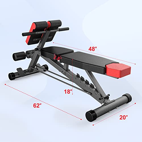 Finer Form Multi-Functional FID Weight Bench for Full All-in-One Body Workout – Hyper Back Extension, Roman Chair, Adjustable Sit up Bench, Incline, Flat & Decline Bench. Perfect with adjustable dumbbell set, barbell weight set or bench press