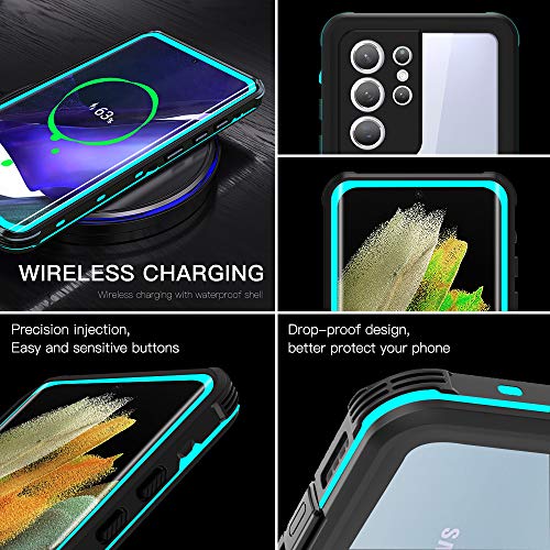 Samsung Galaxy S21 Ultra Waterproof Case, Galaxy S21 Ultra Case with Screen Protector, Heavy Duty Protective IP68 Waterproof Case for Samsung Galaxy S21 Ultra 6.8",2021 (S21 Ultra-6.8", Teal)