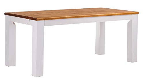 B.R.A.S.I.L.-Möbel TableChamp Dining Table Rio 70.9 x 35.4 Honey White Solid Wood Pine Oiled Farmhouse Extension Extendable Optional