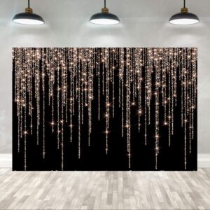 ticuenicoa 5×3ft bokeh no glitter tassel curtain rose gold backdrop black rose pink golden bokeh girls birthday photography background sweet 16 18 21th 30th women birthday party banner decorations