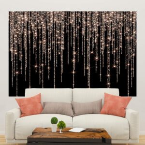 Ticuenicoa 5×3ft Bokeh No Glitter Tassel Curtain Rose Gold Backdrop Black Rose Pink Golden Bokeh Girls Birthday Photography Background Sweet 16 18 21th 30th Women Birthday Party Banner Decorations