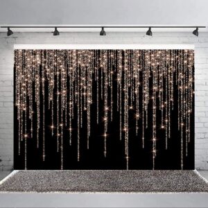 Ticuenicoa 5×3ft Bokeh No Glitter Tassel Curtain Rose Gold Backdrop Black Rose Pink Golden Bokeh Girls Birthday Photography Background Sweet 16 18 21th 30th Women Birthday Party Banner Decorations