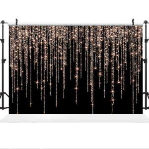 Ticuenicoa 5×3ft Bokeh No Glitter Tassel Curtain Rose Gold Backdrop Black Rose Pink Golden Bokeh Girls Birthday Photography Background Sweet 16 18 21th 30th Women Birthday Party Banner Decorations