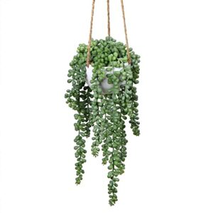 plants artificial succulents hanging fake string of pearls greenery with planter for home wall garden indoor outdoor decor