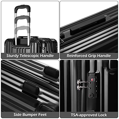 COOLIFE Luggage Expandable Suitcase PC+ABS 3 Piece Set with TSA Lock Spinner Carry on 20in24in28in (Sliver, 3 piece set)