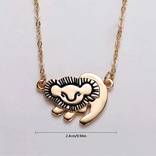 HANRESHE Lion King Necklace Pendant Trendy Jewelry Initial Gold Chain Gift Women Custom Name Necklace Women Gift (Gold)