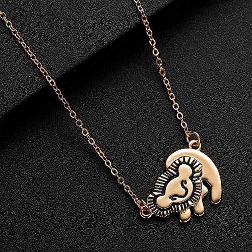 HANRESHE Lion King Necklace Pendant Trendy Jewelry Initial Gold Chain Gift Women Custom Name Necklace Women Gift (Gold)