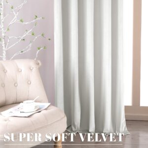 nanbowang Bleach White Velvet Curtains 84 Inches Long Soft Curtains Rod Pocket Thermal Insulated Curtains Window Treatment for Bedroom Light Filtering Curtains Set of 2 Panels