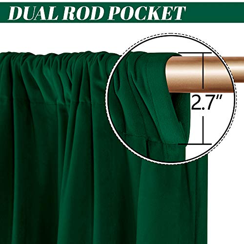 nanbowang Green Velvet Blackout Curtains 63 Inches Long Light Blocking Rod Pocket Window Curtain Panels Set of 2 Heat Insulated Curtains Blackout Thermal Curtain Panels for Bedroom 2 Panels