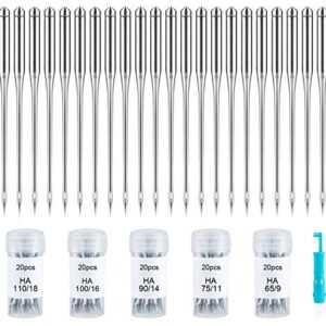 100 PCS Sewing Machine Needles Universal Regular Point Needles for Singer Brother, Assorted Sizes HAX1 65/9, 75/11, 90/14, 100/16, 110/18