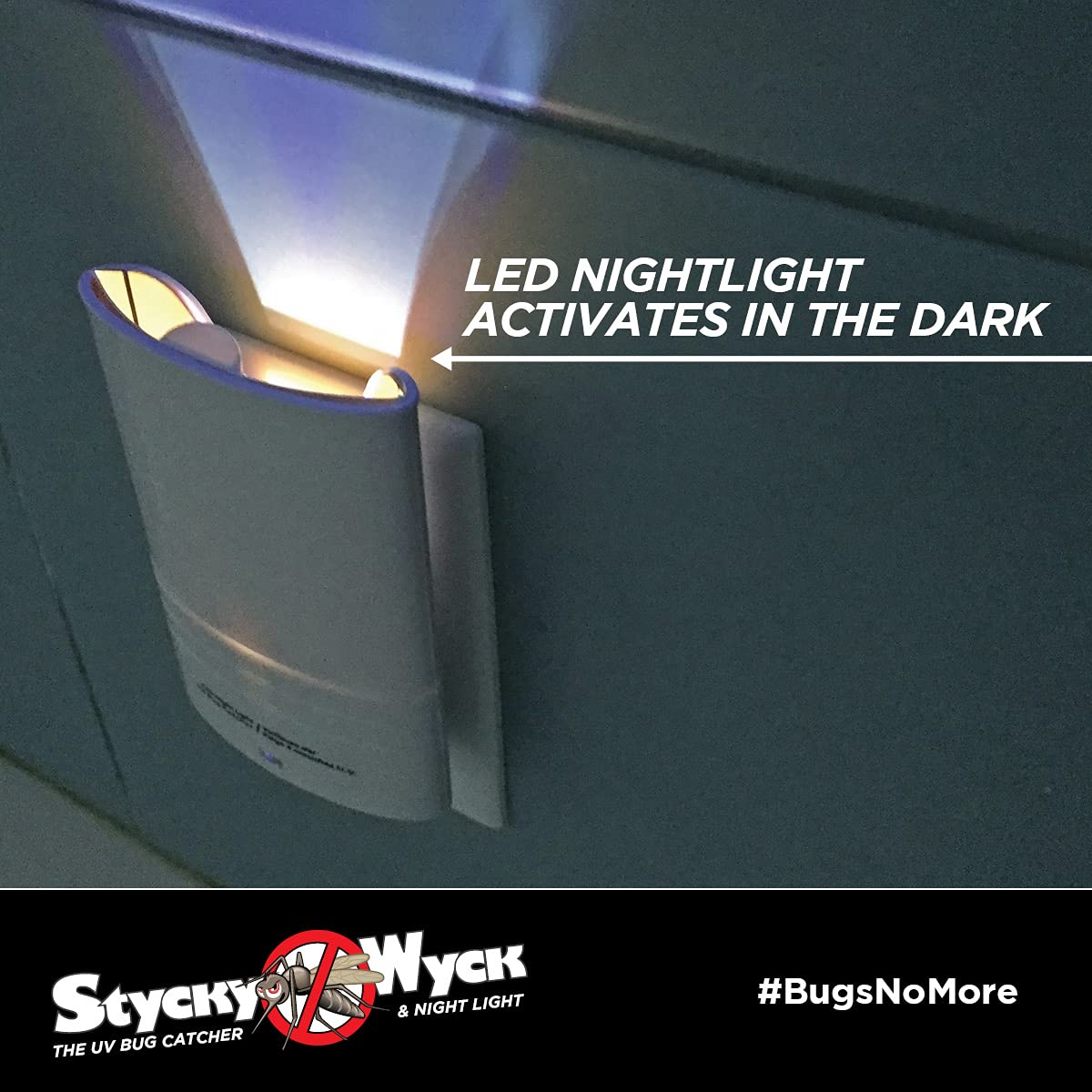 Stycky Wyck LED UV Bug Catcher (Multi-Pack) - Plug in Bug Catcher - Night Light - Safe for Indoor Use - Adhesive Inserts Included