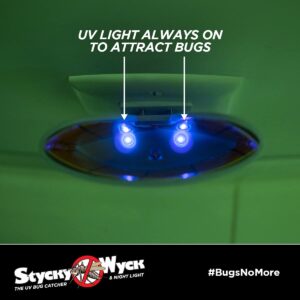 Stycky Wyck LED UV Bug Catcher (Multi-Pack) - Plug in Bug Catcher - Night Light - Safe for Indoor Use - Adhesive Inserts Included