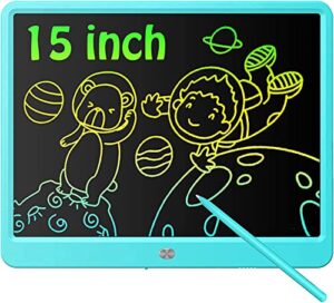 deecam lcd writing tablet doodle board, 15inch large screen drawing pad, electronic graphics tablet doodle and scribbler board toy sketch board drawing pad for kids boys girls adults (blue)