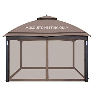easylee gazebo universal replacement mosquito netting 10x12, 4-panel screen walls for outdoor patio with zipper, mosquito net for tent only (brown)