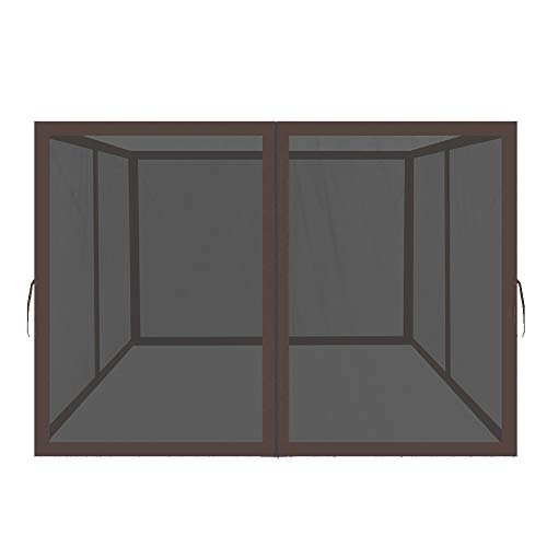 EasyLee Gazebo Universal Replacement Mosquito Netting 10x12, 4-Panel Screen Walls for Outdoor Patio with Zipper, Mosquito Net for Tent Only (Brown)