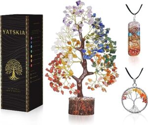yatskia seven chakra tree of life - crystal tree for positive energy - tree of life decor - feng shui decor - spiritual gifts - 7 chakra tree, money tree - stone tree - home decor - crystal decor