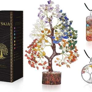 YATSKIA Seven Chakra Tree of Life - Crystal Tree for Positive Energy - Tree of Life Decor - Feng Shui Decor - Spiritual Gifts - 7 Chakra Tree, Money Tree - Stone Tree - Home Decor - Crystal Decor