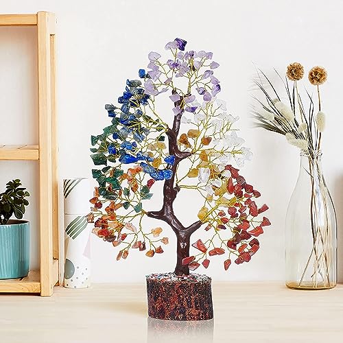 YATSKIA Seven Chakra Tree of Life - Crystal Tree for Positive Energy - Tree of Life Decor - Feng Shui Decor - Spiritual Gifts - 7 Chakra Tree, Money Tree - Stone Tree - Home Decor - Crystal Decor