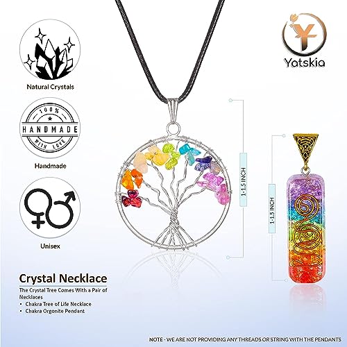 YATSKIA Seven Chakra Tree of Life - Crystal Tree for Positive Energy - Tree of Life Decor - Feng Shui Decor - Spiritual Gifts - 7 Chakra Tree, Money Tree - Stone Tree - Home Decor - Crystal Decor