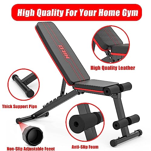 HITOSPORT Weight Bench, Adjustable Weight Bench, Strength Training Benches For Full Body Workout & Home Gym with Resistance Bands…