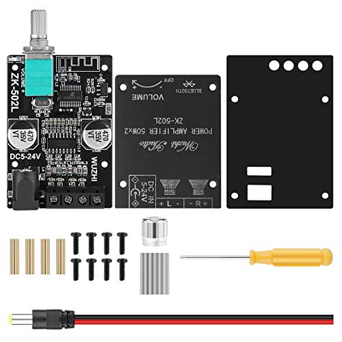 MakerHawk Mini Amplifier Board Bluetooth Amplifier 2.0 2X50W 5V-24V Audio Power Amplifier Module for Store Home Theater Speakers