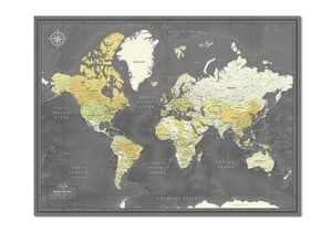 world map poster with pins for travel tracking | push pin travel map poster for travel tracking (32 x 24)