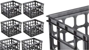 3233 - plastic black storage box crate containers home (6 pack) 16929006 – qq16