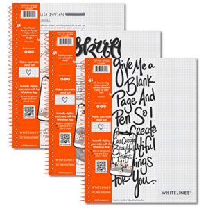 ROARING SPRING 3-pack Whitelines Premium 5x5 Graph Ruled Spiral Notebook, Digitally Download Your Notes, Free App, 11" X 8.5" 70 Sheets