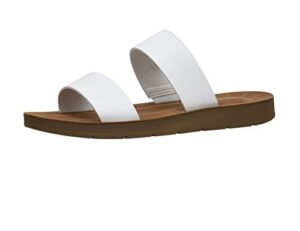 cushionaire women's imelda 2 band slide sandal +memory foam, white 9