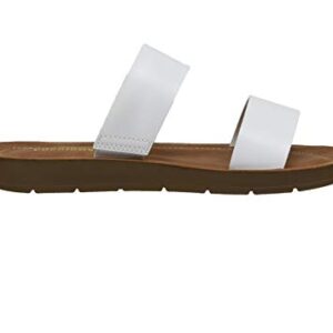 CUSHIONAIRE Women's Imelda 2 band slide sandal +Memory Foam, WHITE 9