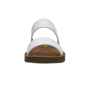 CUSHIONAIRE Women's Imelda 2 band slide sandal +Memory Foam, WHITE 9