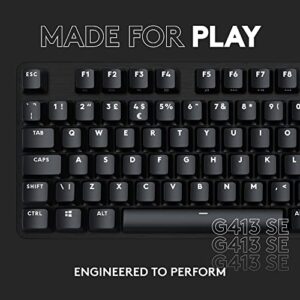 Logitech G413 SE Full-Size Mechanical Gaming Keyboard - Backlit Keyboard with Tactile Mechanical Switches, Anti-Ghosting, Compatible with Windows, macOS - Black Aluminum