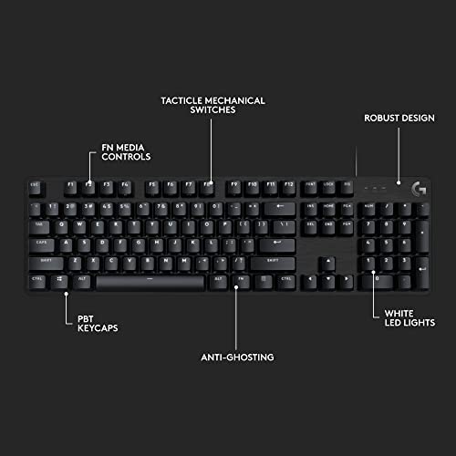 Logitech G413 SE Full-Size Mechanical Gaming Keyboard - Backlit Keyboard with Tactile Mechanical Switches, Anti-Ghosting, Compatible with Windows, macOS - Black Aluminum