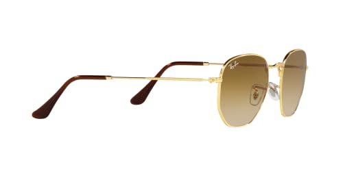 Ray-Ban RB3548 Hexagonal Sunglasses, Gold/Clear Gradient Brown, 54 mm