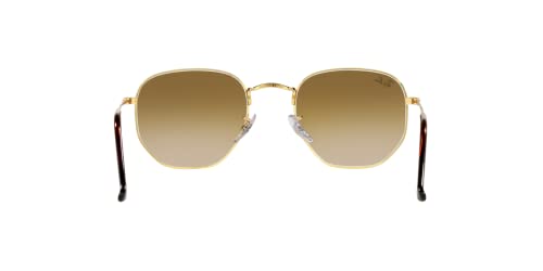 Ray-Ban RB3548 Hexagonal Sunglasses, Gold/Clear Gradient Brown, 54 mm