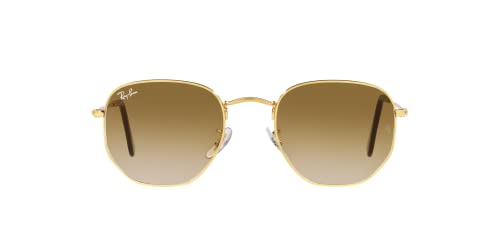 Ray-Ban RB3548 Hexagonal Sunglasses, Gold/Clear Gradient Brown, 54 mm