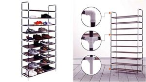 3256-10 tier 50 pairs shoe rack storage shelf free standing fabric holder – qq09