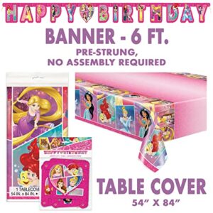 Disney Princess Party Supplies and Decorations for Princess Birthday Party Theme, Serves 16 Guests and Includes Tableware and Decor with Table Cover, Banner, Plates, Napkins & More