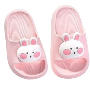 drecage bunny toddler slides slipper unisex child boys & girls slide sandals for kids flip flops compfy shower slippers beach garden shoes, pink bunny toddler 9.5-10