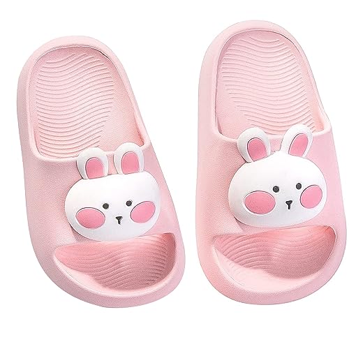 Drecage Bunny Toddler Slides Slipper Unisex Child Boys & Girls Slide Sandals for Kids Flip Flops Compfy Shower Slippers Beach Garden Shoes, Pink Bunny Toddler 9.5-10