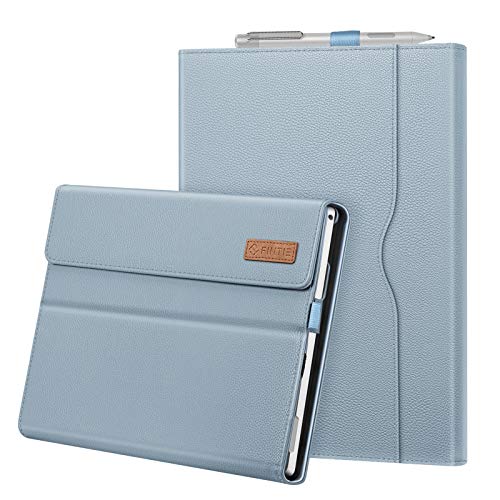 Fintie Case for 12.3 Inch Microsoft Surface Pro 7 Plus, Surface Pro 7, Surface Pro 6, Pro 5, Pro 4, Pro 3 - Portfolio Business Cover with Pocket, Compatible with Type Cover Keyboard, Ice Blue