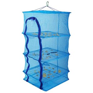 wjiang fish drying net 3 layers folding drying net drying cage for drying fish, vegetables, fruit dryer mesh hanging net for fishing, picnic, household.