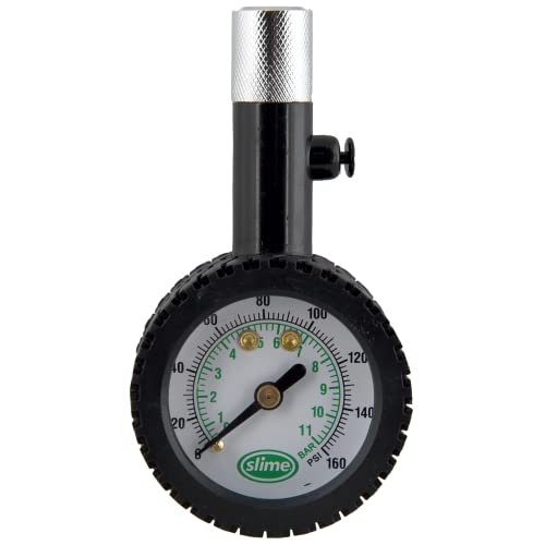 Slime 20491 Tire Pressure Gauge, Elite High Pressure Dial Gauge, Airlock Technology, Analog, 10-160 psi