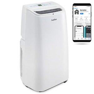 ivation 12,000 btu portable air conditioner with wi-fi for rooms up to 450 sq ft (8,000 btu sacc) 3-in-1 smart app control cooling system, dehumidifier and fan with remote, exhaust hose & window kit