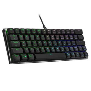 cooler master sk620 60% space gray mechanical low profile gaming keyboard, linear red switches, customizable rgb, ergonomic design, usb-c connectivity, mac/windows, qwerty (sk-620-gktr1-us)