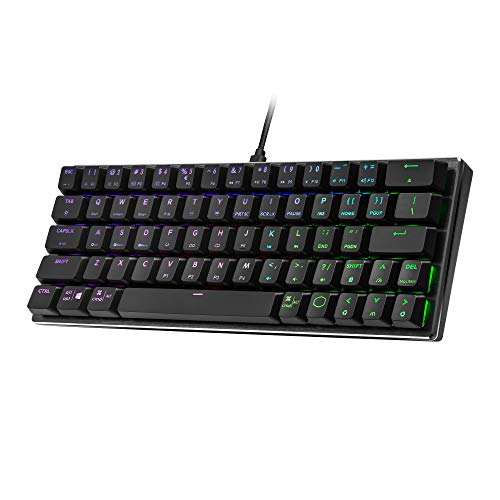 Cooler Master SK620 60% Space Gray Mechanical Low Profile Gaming Keyboard, Linear Red Switches, Customizable RGB, Ergonomic Design, USB-C Connectivity, Mac/Windows, QWERTY (SK-620-GKTR1-US)